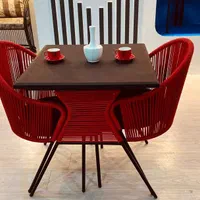 میزوصندلی تسمه ای بافتدار فلزی حیاط و تراس