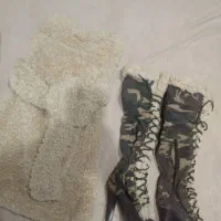 لباس دکلته پشمی و بوت ست خارجی پشمی