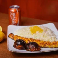 جوجه کباب ذغالی+نوشابه مینی قوطی