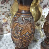 گلدان چوبی قدیمی دست ساز جفت|صنایع دستی و سایر لوازم تزئینی|مشکین‌دشت, |دیوار