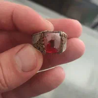 انگشتر نقره دست ساز با دسته رکاب برنجی