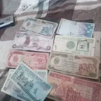 چنداسکناس خارجی وطنی به. همراه  سنگ سکه،و1 نقره|کلکسیون سکه، تمبر، اسکناس|محمدیه-قزوین, |دیوار