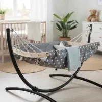 گهواره سنتی ننو 8طناب مخمل با پایه فلزی