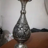 گلدان مسی قلم زنی قلع کاری شده