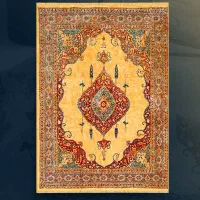 فرش ابریشمی نارنجی زرد|فرش|رشت, حومه رشت|دیوار