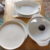 ظروف سرامیکی سرو چند پارچه، همراه قابلمه چینی