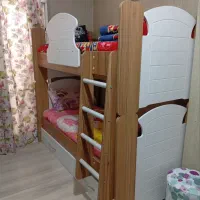 فروش تخت ۲ طبقه کودک از برند ساحل چوب بسیار تمیز|تخت و سرویس خواب|تهران, باشگاه نفت|دیوار