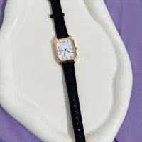 ساعت صفحه مربع بند چرمی