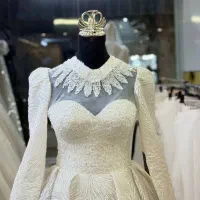 لباس عروس مدل عربی یقه ۳ سانت با دانتل وارداتی|لباس|گنبد کاووس, |دیوار