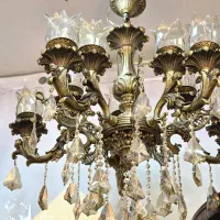 لوستر نوع ده لامپ شاخه بزرگ با حباب و کریستال|لوستر و چراغ آویز|خوی, |دیوار