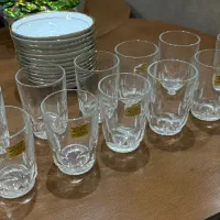 استکان فرانسوی آرکروک و نعلبکی چینی خط طلا