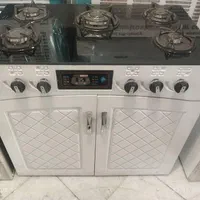 اجاق گاز طرح فر شیشه‌ای سفید اطلس 5 شعله|اجاق گاز و لوازم برقی پخت‌وپز|ملارد, |دیوار