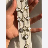 گردنبند و دستبند ونکلیف استیل رنگ ثابت سفید و مشکی