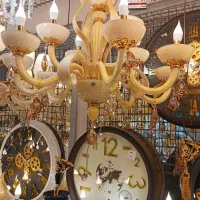 لوستر کریستالی کرم شامپاینی برگی