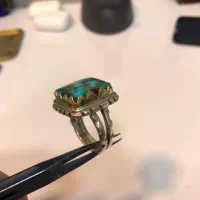 انگشتر نقره دستساز نگین فیروزه اصل|جواهرات|ایلام, |دیوار