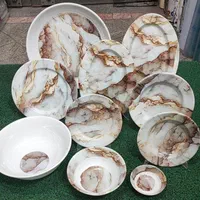 سرویس ملامین گرد*طرح سنگ *قهوه ای