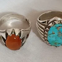 انگشتر عقیق و فیروزه نقره