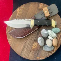 چاقو شکاری سفارشی فولاد آهنبردستساز زنجان+غلاف چرم