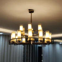 سه عدد لوستر کلاسیک مشکی طلایی