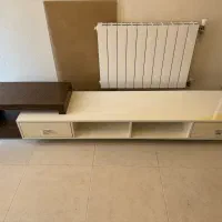 میز تلویزیون های گلاس سفید با چوب روکش بلوط موجدار|میز تلویزیون|اصفهان, بهارستان|دیوار