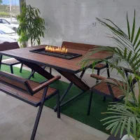 میز آتشدان با نیمکت و صندلی ۶ نفره