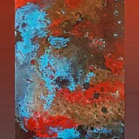 تابلو آبستره رنگ روغن روی بوم ۵۰*۷۰