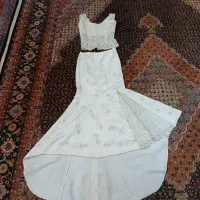بلیز و دامن دنباله دار مجلسی رنگ شیری