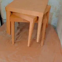 میزعسلی وجلومبلی چوب راش صفحه گردو