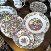 سرویس غذا خوری گل مرغی آنتیک|ظروف سرو و پذیرایی|تهران, شهرک خرازی|دیوار