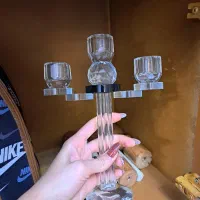 شمعدان کریستال و چوبی