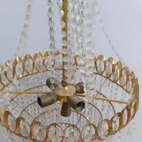 لوستر کریستالی ۵ شاخه و چراغ دیواری رومی فلزی|لوستر و چراغ آویز|تبریز, |دیوار