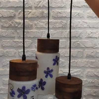 لوستر سه شاخه حبابدار چوبی