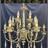 لوستر سنگی ۱۰شعله برنز وکریستال قیمت مناسب ‌مدرن|لوستر و چراغ آویز|کرمانشاه, |دیوار