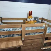 تخت و میز تحریر نوجوان مدل البرز سبز