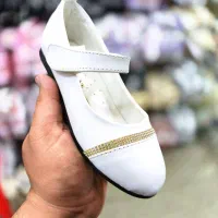 کفش سفید مجلسی نگین لاین دختر بچهگانه