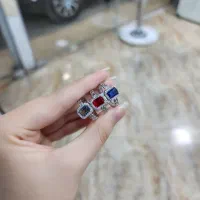 انگشتر نگین رنگی نقره اصلی