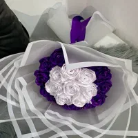 دسته گل روبانی با کیفیت بالا|گل مصنوعی|سمنان, |دیوار