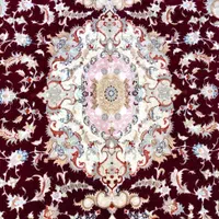 جفت۶متری نقشه بهشتی متن شرابی رج۴۰ گل ابریشم|فرش|تبریز, |دیوار