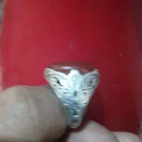 انگشتر عقیق بارکاب نقره عیار نهصدو بیستو پنج.