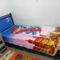 تخت یک نفره باتشک وکمد کتاب ومبل