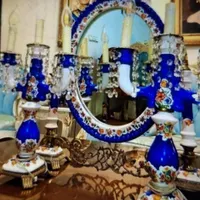 آینه شمعدان آلبای ایتالیا رنگی کمیاب سایز بزرگ