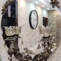 آینه شمعدان برنجی|بوفه، ویترین، کنسول|رشت, حمیدیان|دیوار