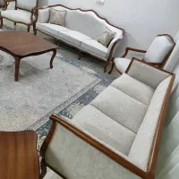 مبل کویین فرانسوی۸نفره بامیز(هنوزاستفاده نکردیم|مبلمان خانگی و میز عسلی|ابریشم, |دیوار