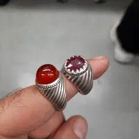 انگشتر عقیق و یاقوت نقره