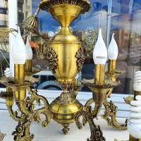 لوستر ۵ شاخه ۱۰ شعله خالص برنز رنگ خاص زیتونی صفر