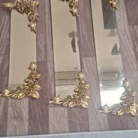آینه دکوری سه تیکه طلایی دیوار کوب