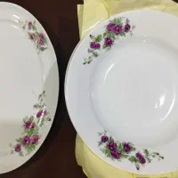 بشقاب گلسرخی امضا نشان یاماتسوی ژاپنی