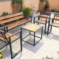 ست میز و صندلی فلزی چوبی مخصوص تراس، حیاط،و کافه