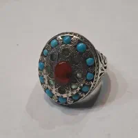 انگشتر دست‌ساز(عقیق فیروزه زمرد)