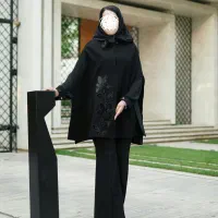 پانچ کرپ با گلدوزی مخمل و جواهردوزی شده